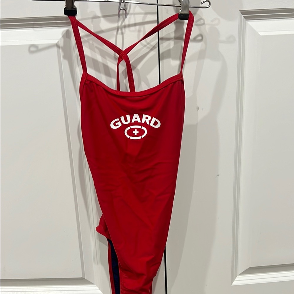 Red Lifeguard One Piece Swimsuit New With Tags size 34